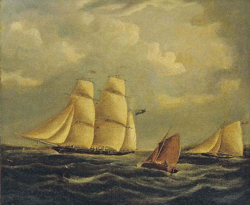 James Edward Buttersworth An armed brig and cutter in the Channel France oil painting art